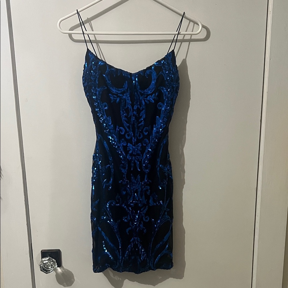 B Darlin Royal Blue Sequin Mini Dress